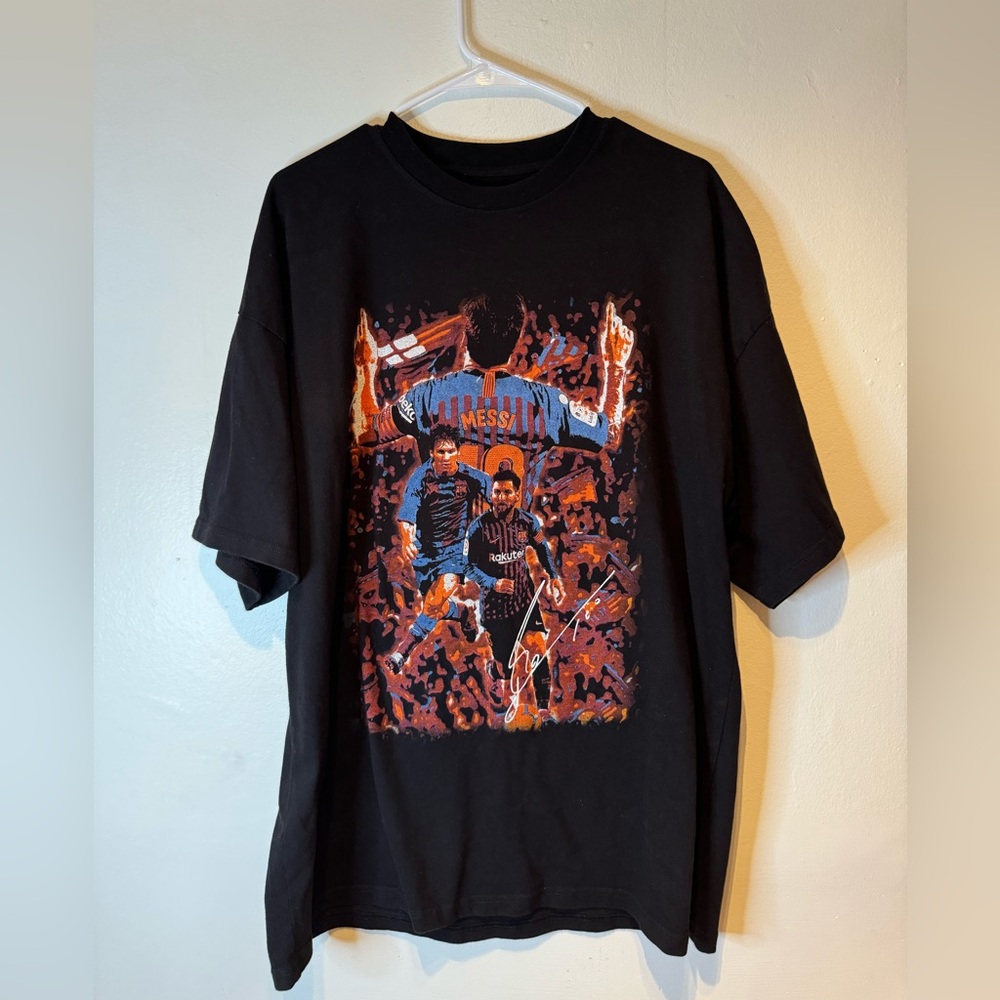Barcelona Lionel Messi and Ronaldinho‎ soccer Sergio Calabasas t shirt size M